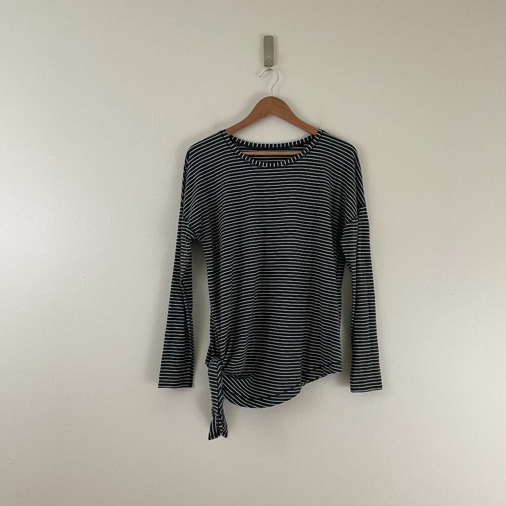 Lululemon To The Point Long Sleeve Tee Modern Stripe Heathered Size 10